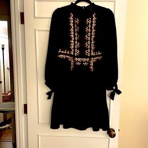 Ann Taylor, Black Dress With Embroidery